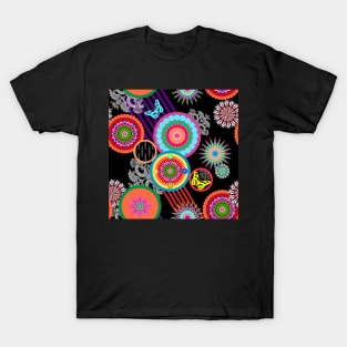 Floral pattern with colorful geometric motifs T-Shirt